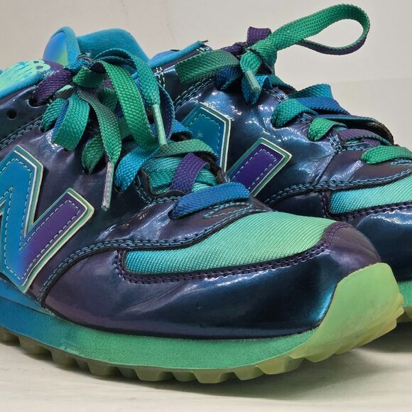 New Balance Shoes Mens 7.5 Turquoise Purple Rainbow Sneakers Trainers ML574BOW - Picture 8 of 11